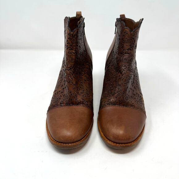 Brighton Glory Brown Leather Booties Boots 8.5 Brazil Boho Western Indie Granola - Picture 5 of 13